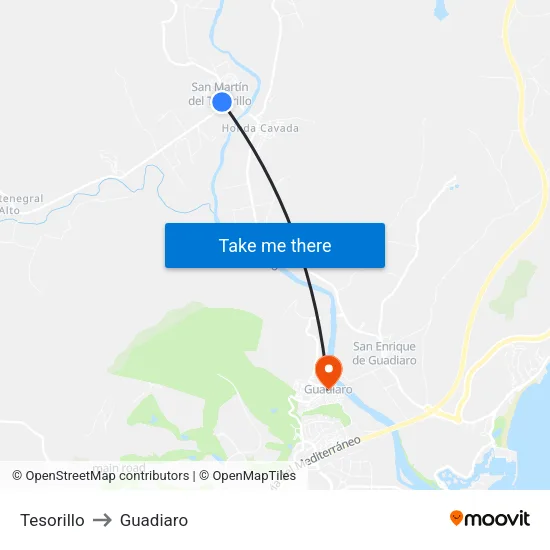 Tesorillo to Guadiaro map