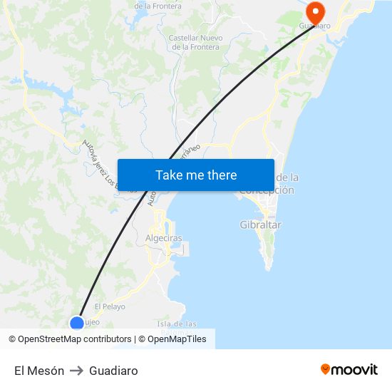 El Mesón to Guadiaro map
