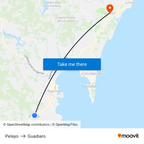 Pelayo to Guadiaro map