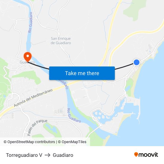 Torreguadiaro V to Guadiaro map