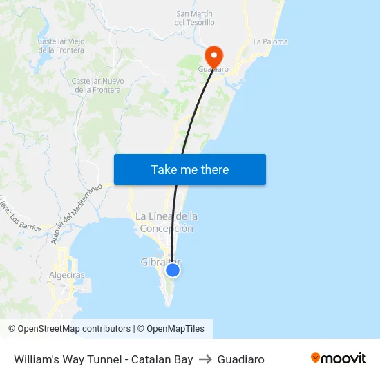 William's Way Tunnel - Catalan Bay to Guadiaro map