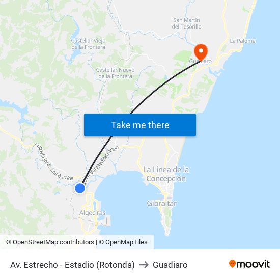 Av. Estrecho - Estadio (Rotonda) to Guadiaro map