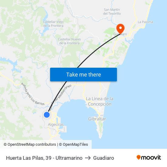 Huerta Las Pilas, 39 - Ultramarino to Guadiaro map