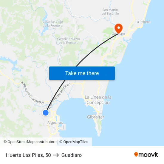 Huerta Las Pilas, 50 to Guadiaro map