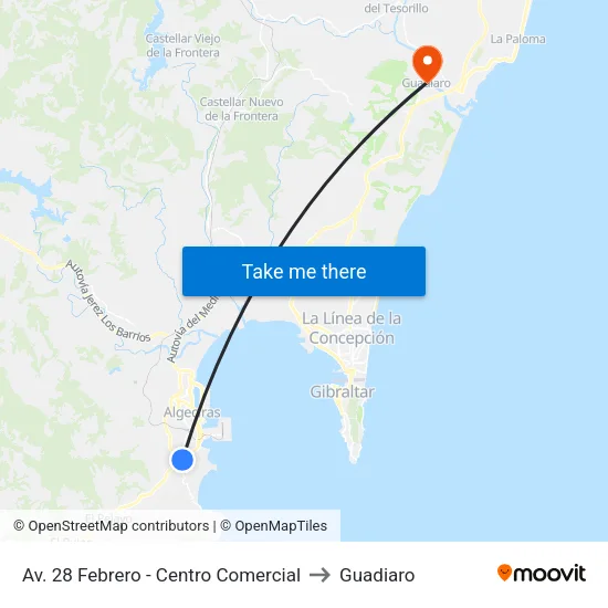 Av. 28 Febrero - Centro Comercial to Guadiaro map