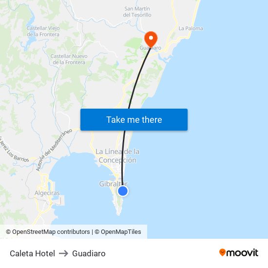 Caleta Hotel to Guadiaro map