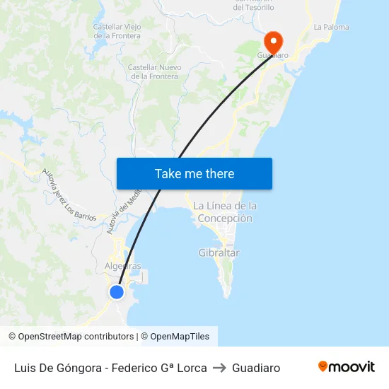 Luis De Góngora - Federico Gª Lorca to Guadiaro map