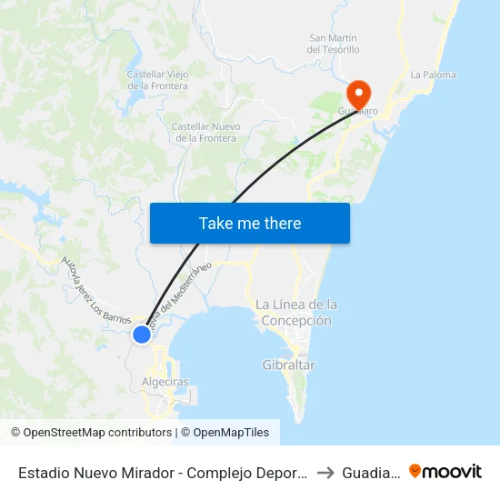Estadio Nuevo Mirador - Complejo Deportivo to Guadiaro map