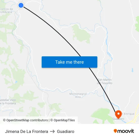Jimena De La Frontera to Guadiaro map