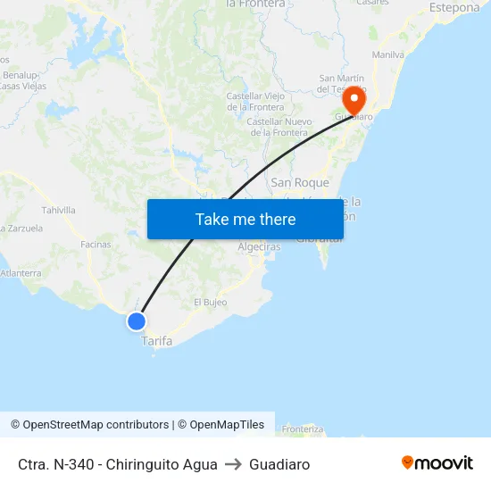 Ctra. N-340 - Chiringuito Agua to Guadiaro map