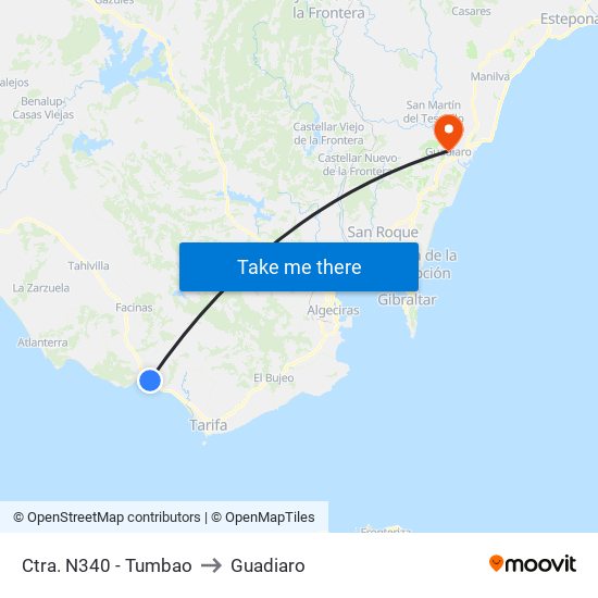 Ctra. N340 - Tumbao to Guadiaro map