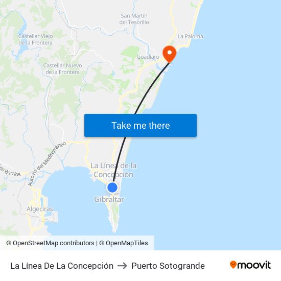 La Línea De La Concepción to Puerto Sotogrande map