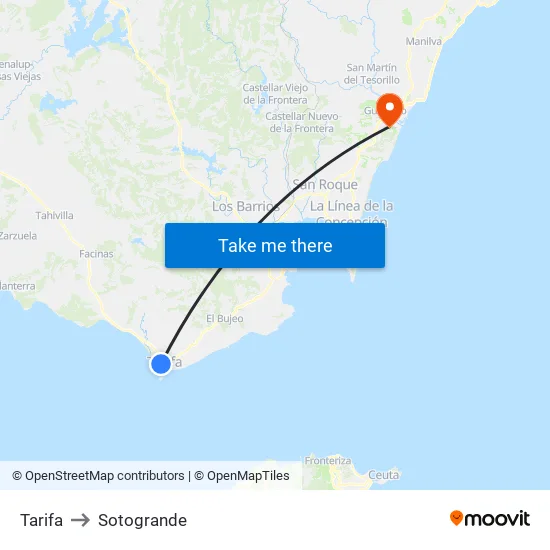 Tarifa to Sotogrande map