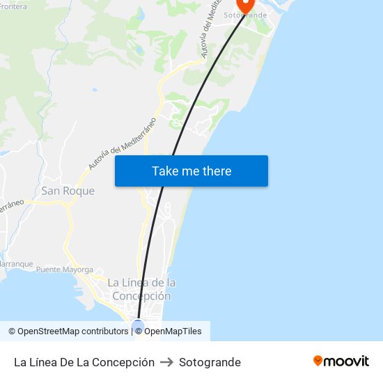 La Línea De La Concepción to Sotogrande map