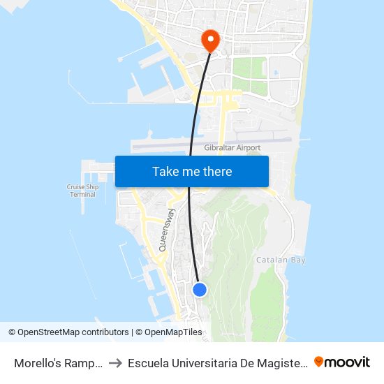 Morello's Ramp (Gibraltar) to Escuela Universitaria De Magisterio Virgen De Europa map