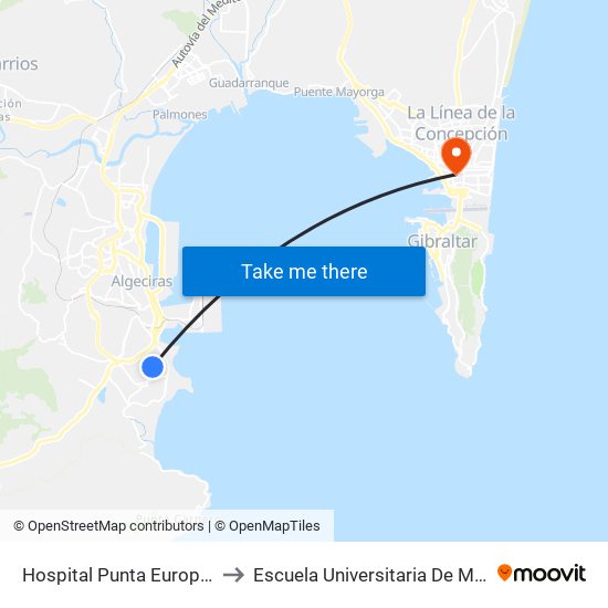 Hospital Punta Europa - Consultas Externas to Escuela Universitaria De Magisterio Virgen De Europa map