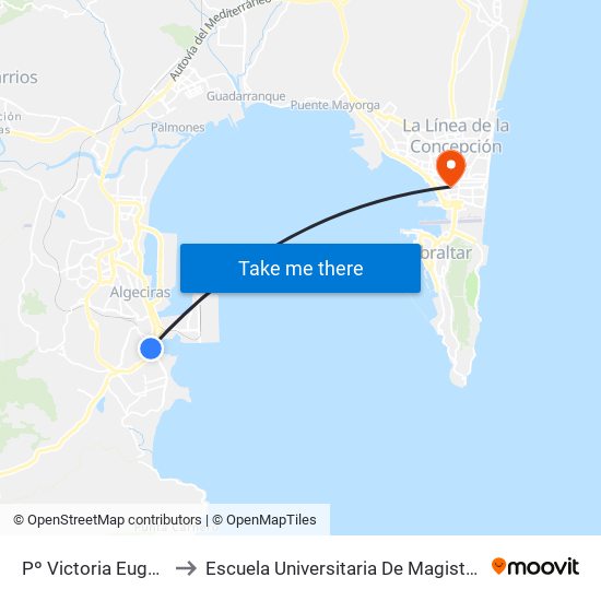 Pº Victoria Eugenia - Elcano to Escuela Universitaria De Magisterio Virgen De Europa map
