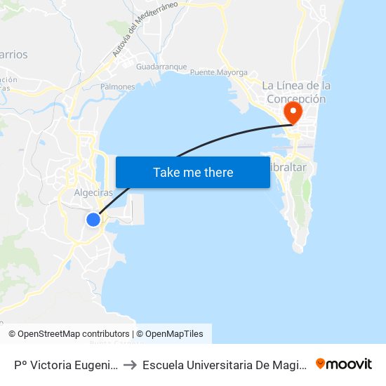 Pº Victoria Eugenia - Pescadores to Escuela Universitaria De Magisterio Virgen De Europa map