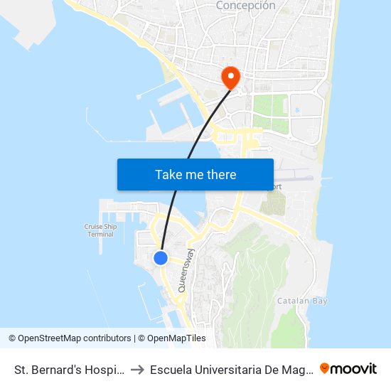 St. Bernard's Hospital - Europort Rd. to Escuela Universitaria De Magisterio Virgen De Europa map