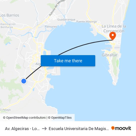 Av. Algeciras - Los Deseos (Itv) to Escuela Universitaria De Magisterio Virgen De Europa map