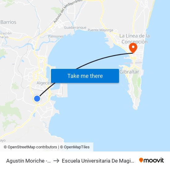 Agustín Moriche - Marina Vicent to Escuela Universitaria De Magisterio Virgen De Europa map