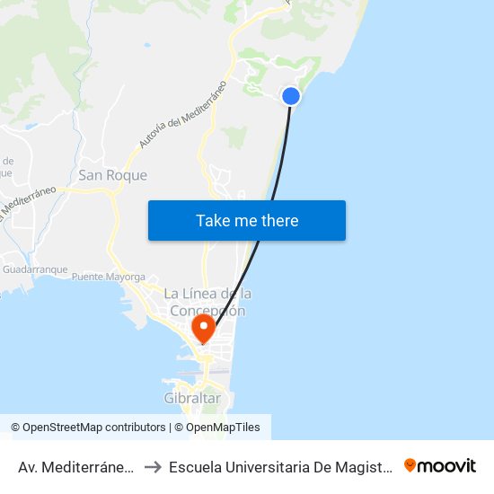 Av. Mediterráneo - Los Tilos to Escuela Universitaria De Magisterio Virgen De Europa map