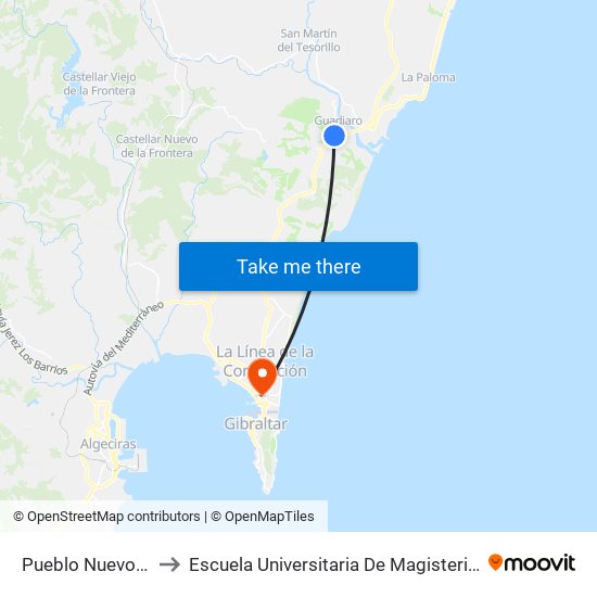 Pueblo Nuevo Guadiaro to Escuela Universitaria De Magisterio Virgen De Europa map