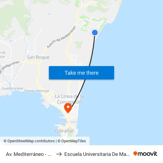 Av. Mediterráneo - Cotos De Alcaidesa to Escuela Universitaria De Magisterio Virgen De Europa map