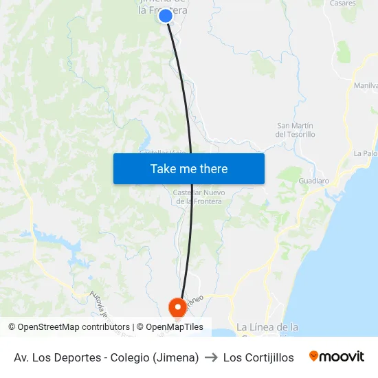 Av. Los Deportes - Colegio (Jimena) to Los Cortijillos map