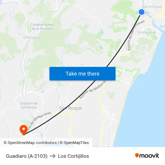 Guadiaro (A-2103) to Los Cortijillos map