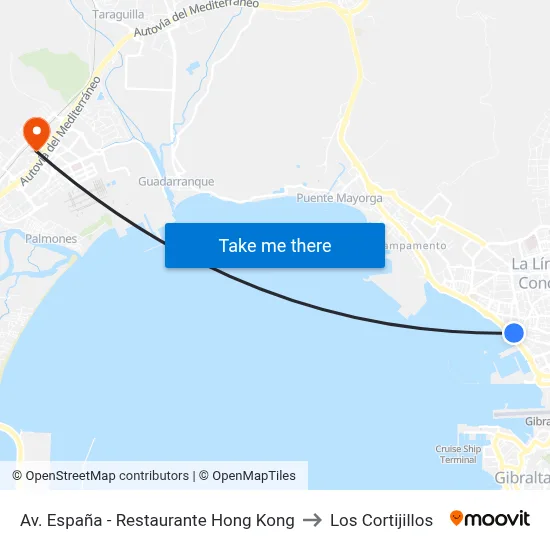 Av. España - Restaurante Hong Kong to Los Cortijillos map