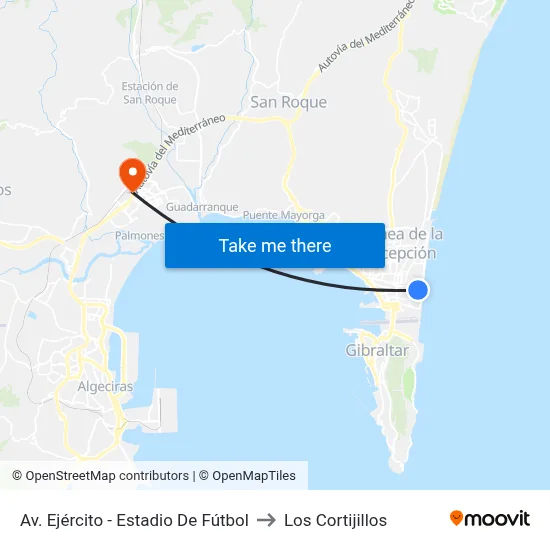 Av. Ejército - Estadio De Fútbol to Los Cortijillos map