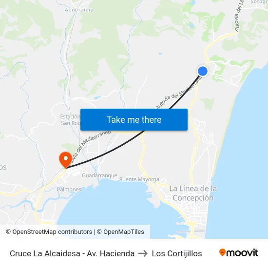 Cruce La Alcaidesa - Av. Hacienda to Los Cortijillos map