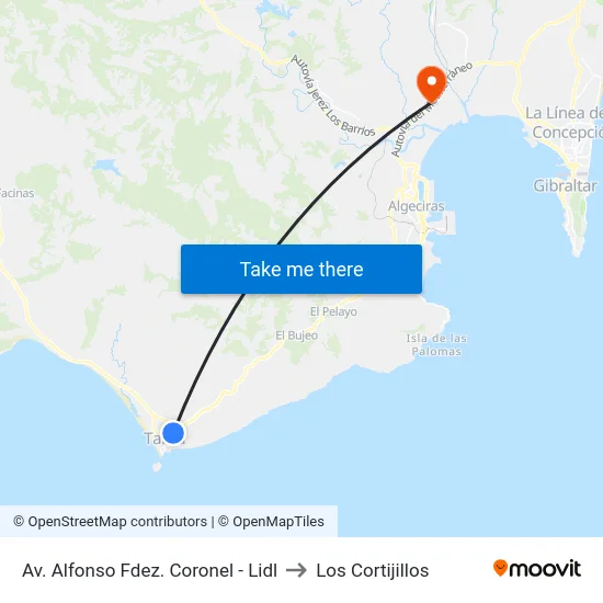 Av. Alfonso Fdez. Coronel - Lidl to Los Cortijillos map
