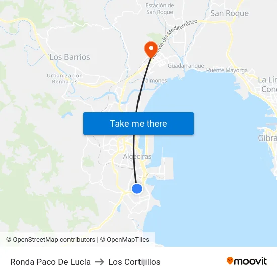 Ronda Paco De Lucía to Los Cortijillos map