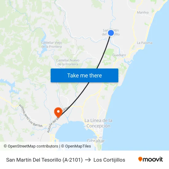 San Martín Del Tesorillo (A-2101) to Los Cortijillos map
