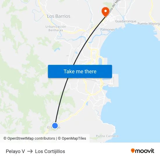 Pelayo V to Los Cortijillos map
