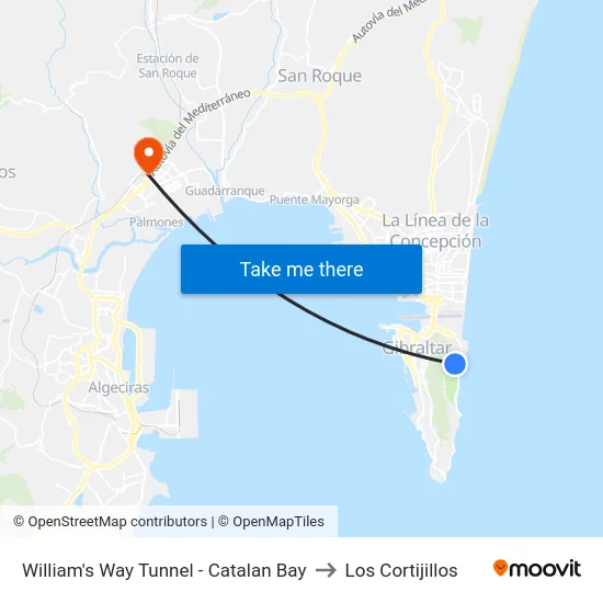 William's Way Tunnel - Catalan Bay to Los Cortijillos map