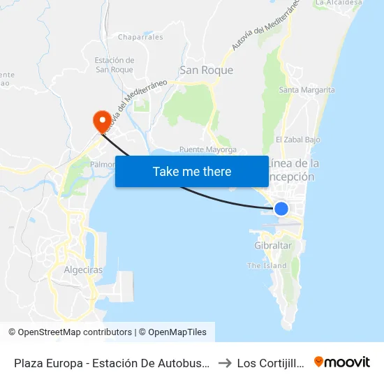 Plaza Europa - Estación De Autobuses to Los Cortijillos map