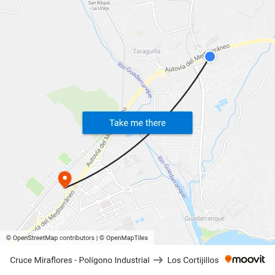 Cruce Miraflores - Polígono Industrial to Los Cortijillos map