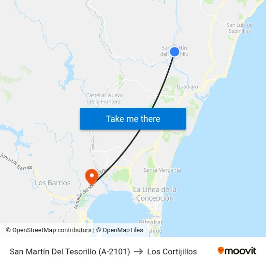 San Martín Del Tesorillo (A-2101) to Los Cortijillos map