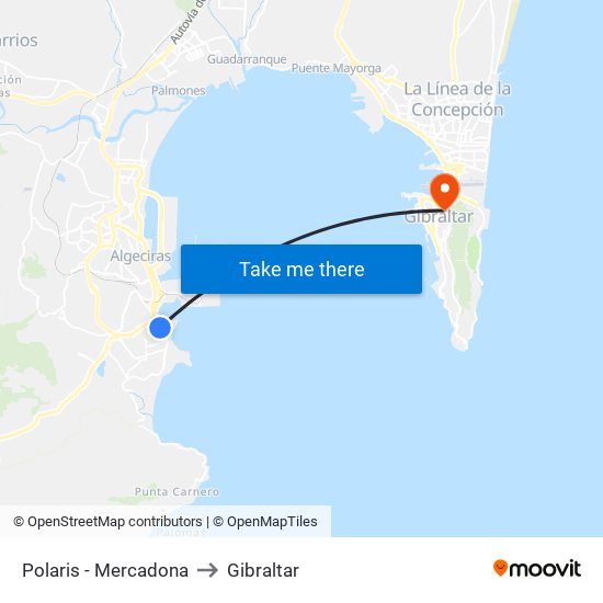 Polaris - Mercadona to Gibraltar map