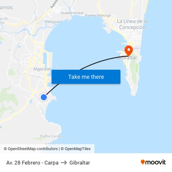 Av. 28 Febrero - Carpa to Gibraltar map