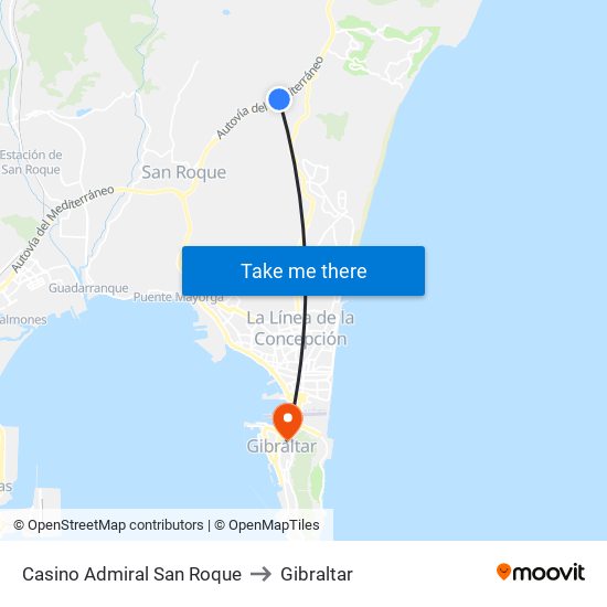 Casino Admiral San Roque to Gibraltar map