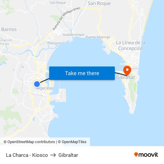 La Charca - Kiosco to Gibraltar map