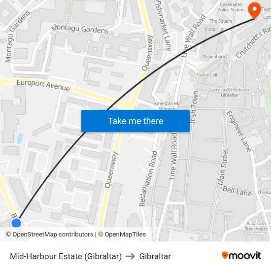 Mid-Harbour Estate (Gibraltar) to Gibraltar map