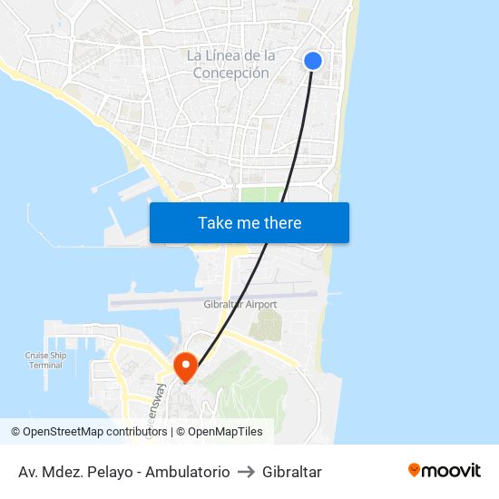 Av. Mdez. Pelayo - Ambulatorio to Gibraltar map