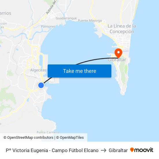 Pº Victoria Eugenia - Campo Fútbol Elcano to Gibraltar map