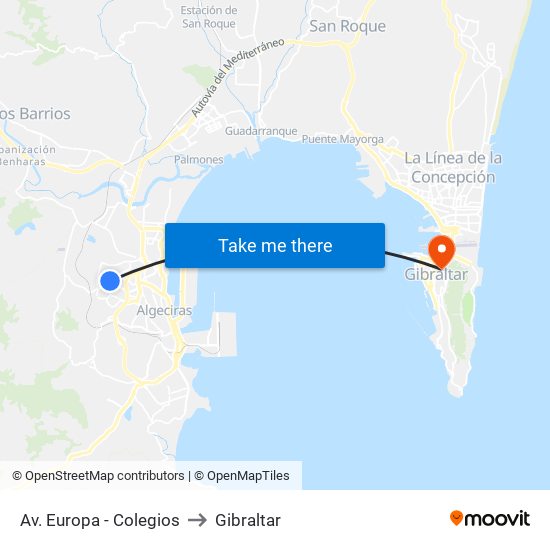 Av. Europa - Colegios to Gibraltar map