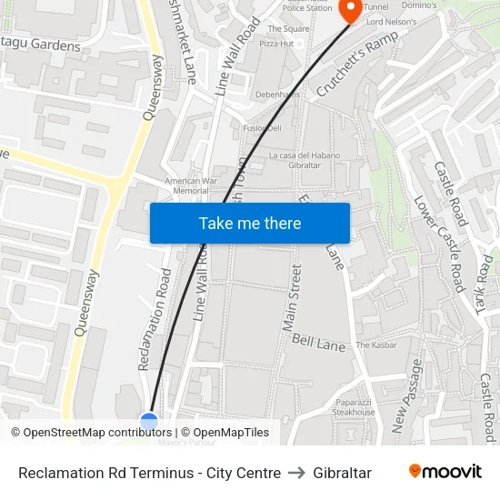 Reclamation Rd Terminus - City Centre to Gibraltar map